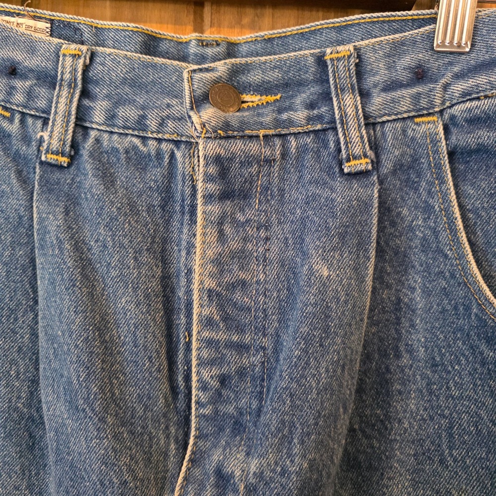 Big A Brand Pleated Denim Jeans Womens 13/14 Blue Excellent Vintage High Waisted - Picture 3 of 12